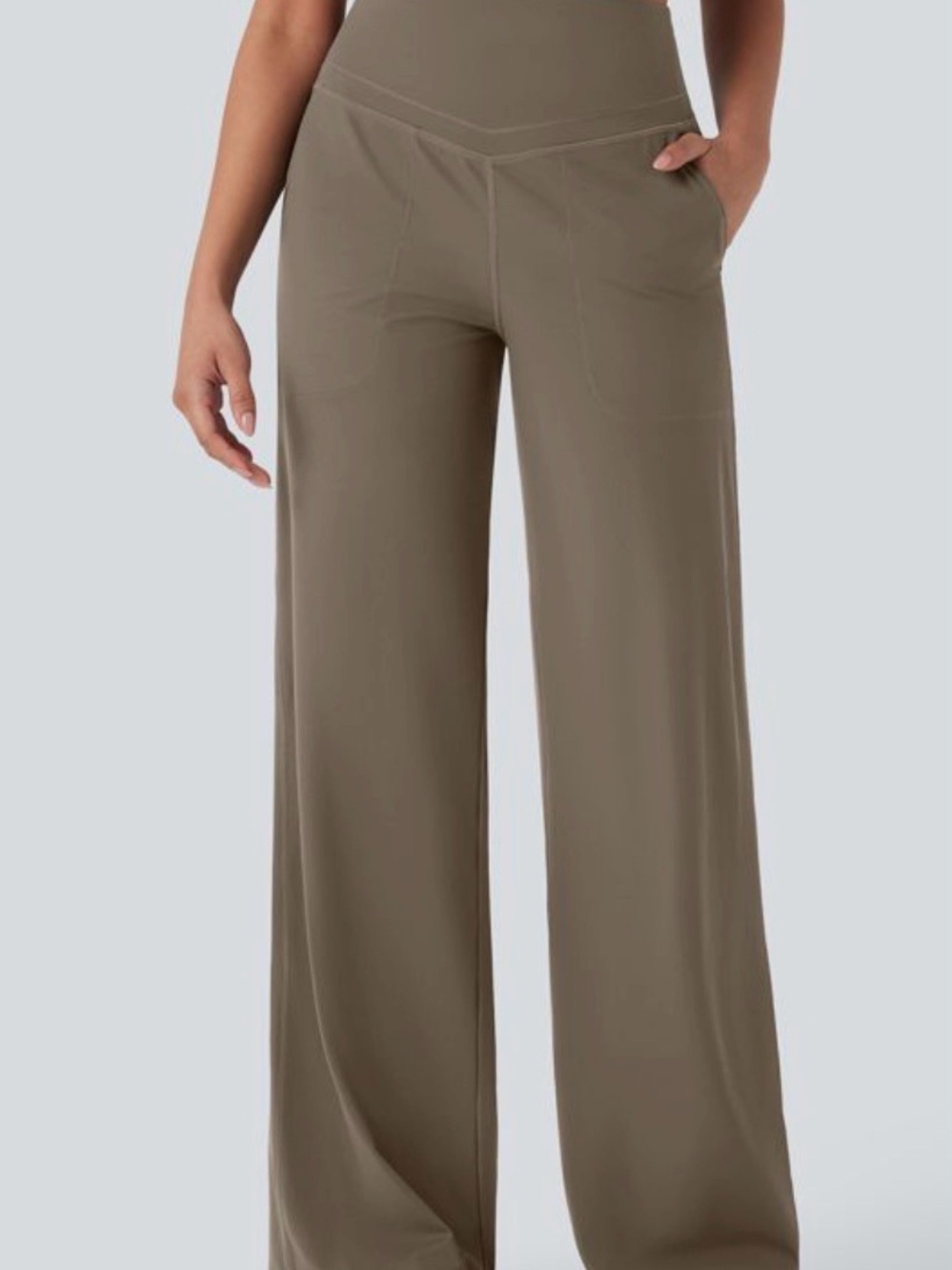 HALARA Women's Stretch Wide-Leg Pants in Taupe